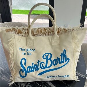 Cream and Blue Tote Bag